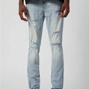 PacSun Men's Faded Blue Ripped Slim Jeans